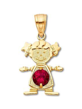 14k Solid Gold July Birthstone Girl Charm By Tehrani Jewelry